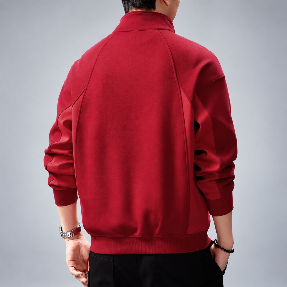Gervais Men's Snap-Neck Sweatshirt with Stand Collar