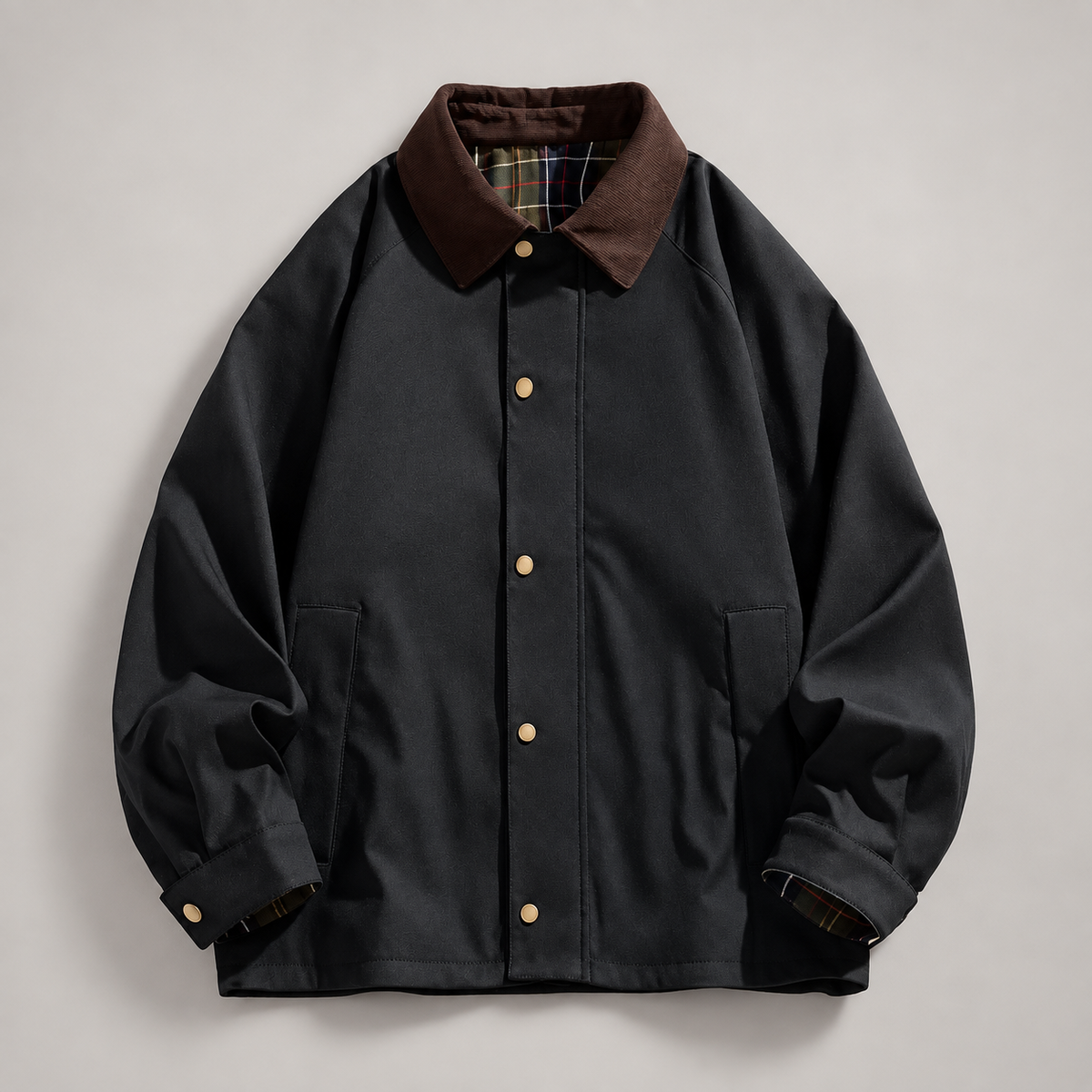 Barrett Men’s Plaid-Lined Collared Jacket