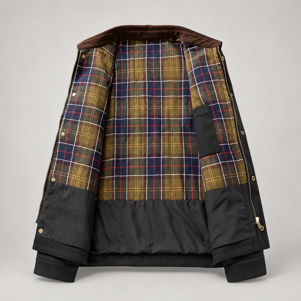 Barrett Men’s Plaid-Lined Collared Jacket
