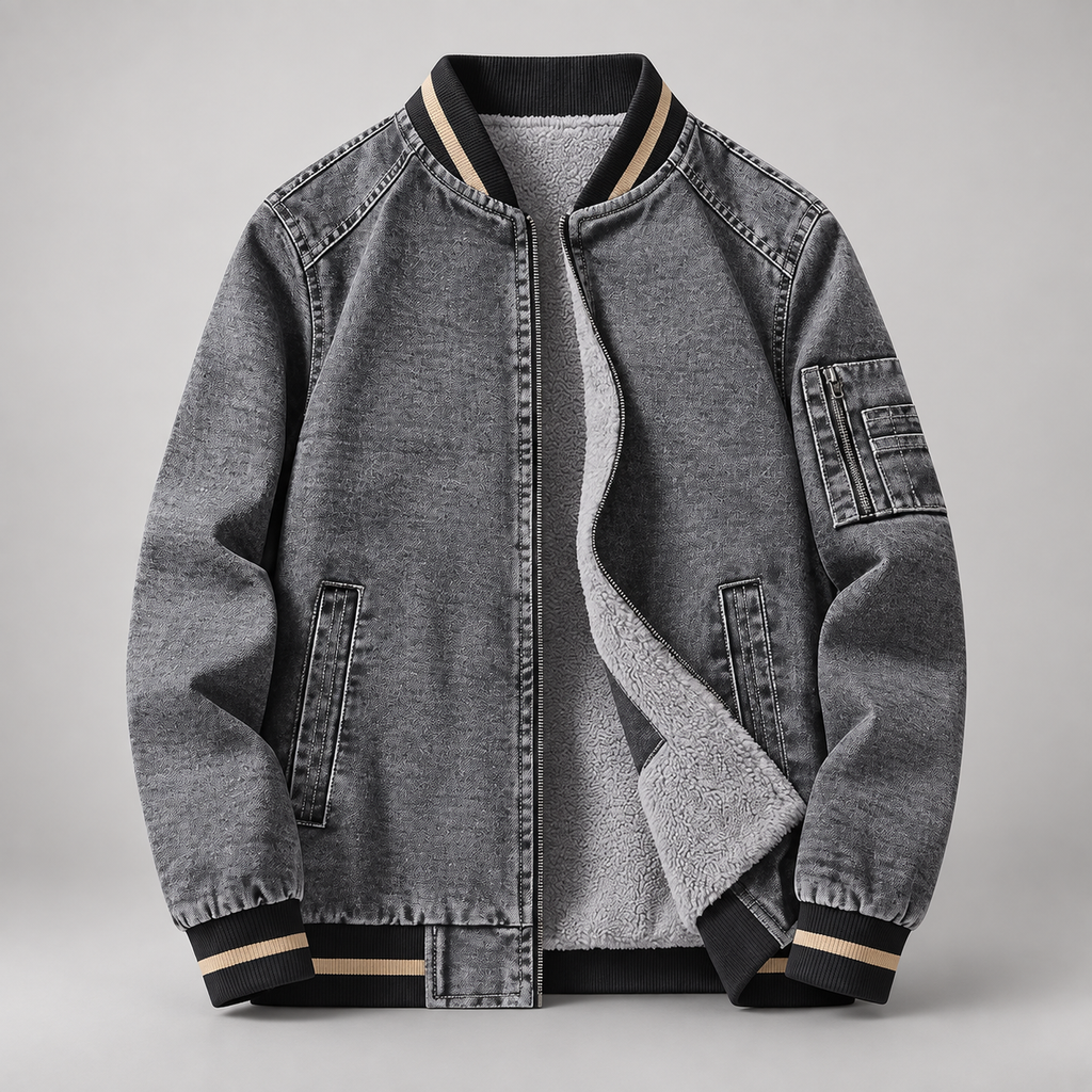 Bastien Men’s Plush-Lined Bomber Jacket with Utility Pocket