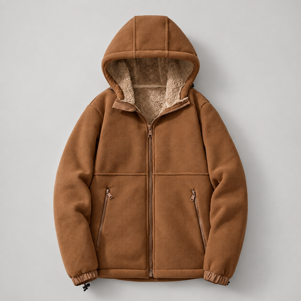 Beckett Men’s Plush-Lined Hooded Jacket with Zipper Pockets