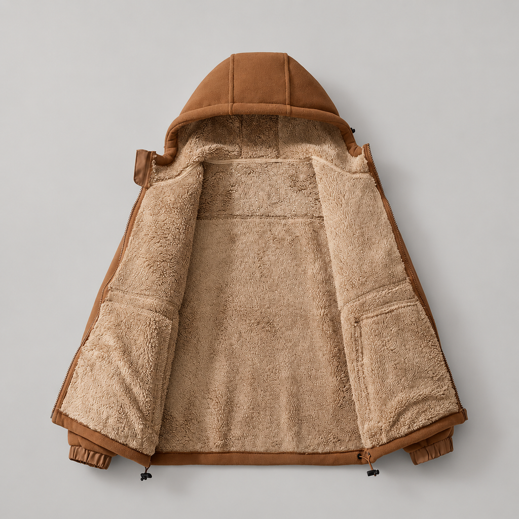 Beckett Men’s Plush-Lined Hooded Jacket with Zipper Pockets