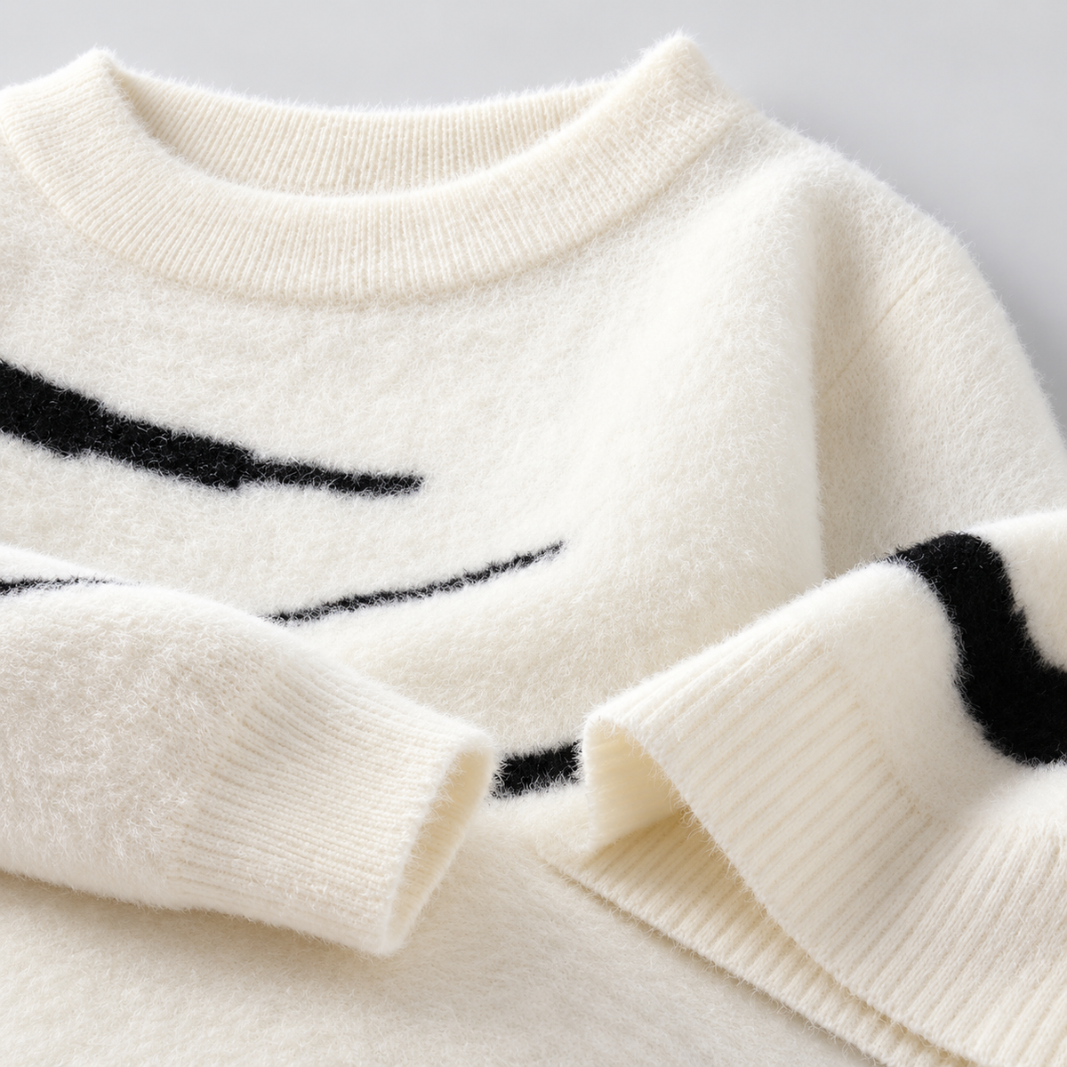 Beckett Men’s Fuzzy Striped Crewneck Sweater – Relaxed-Fit Pullover