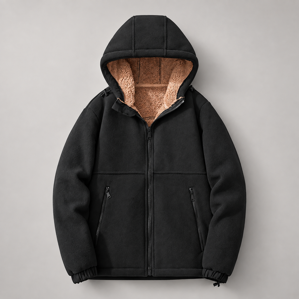 Beckett Men’s Plush-Lined Hooded Jacket with Zipper Pockets