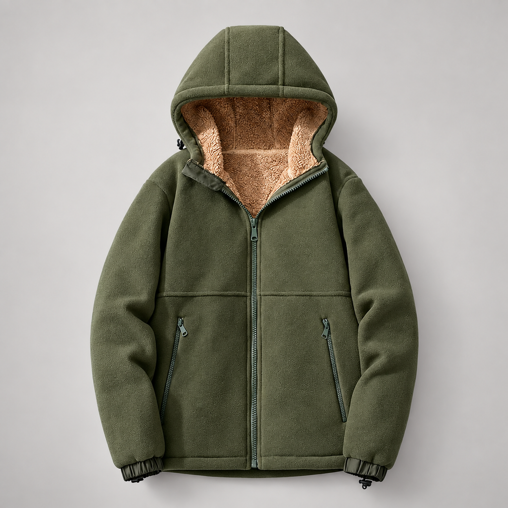 Beckett Men’s Plush-Lined Hooded Jacket with Zipper Pockets