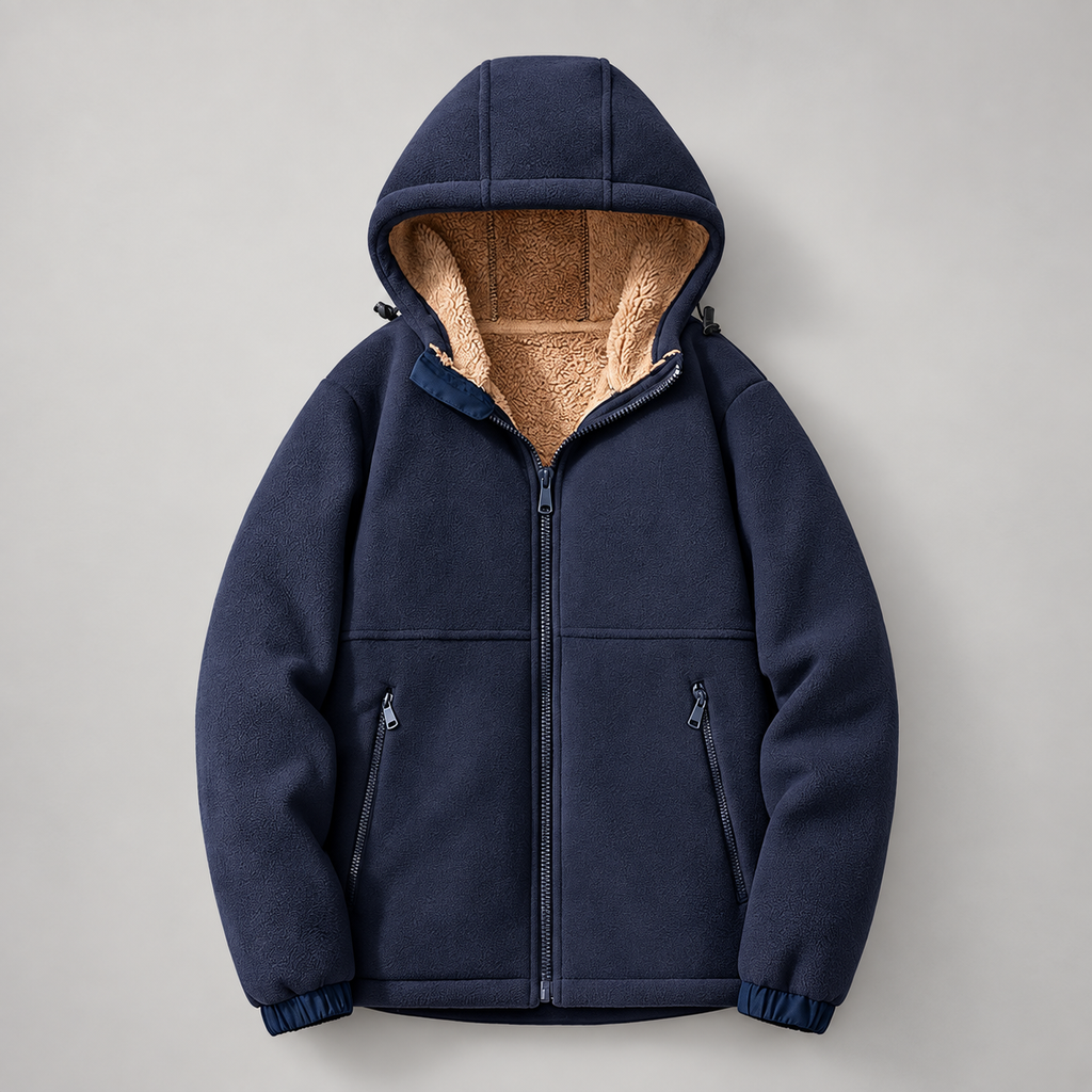 Beckett Men’s Plush-Lined Hooded Jacket with Zipper Pockets