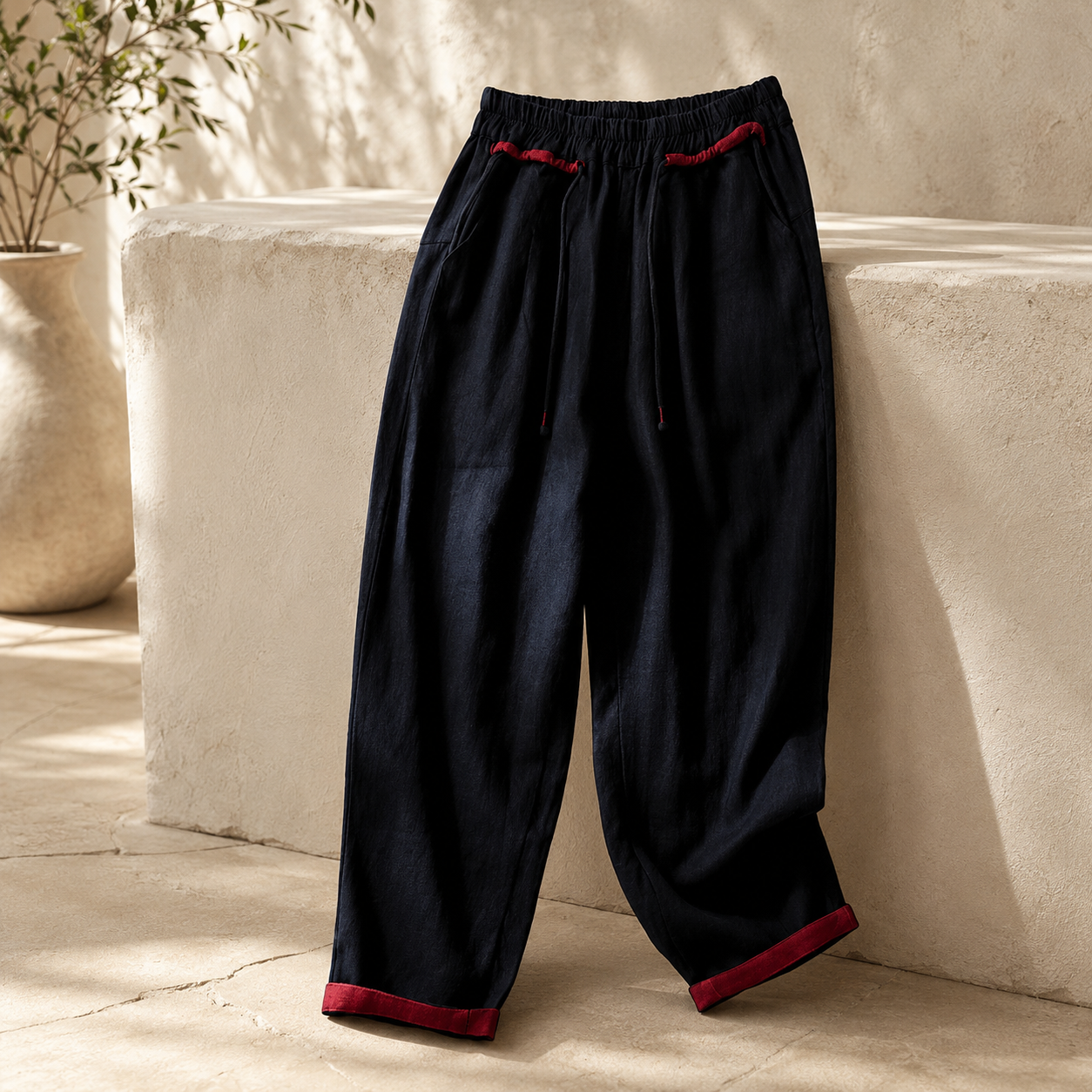 Lindsay Wide-Leg Linen Pants