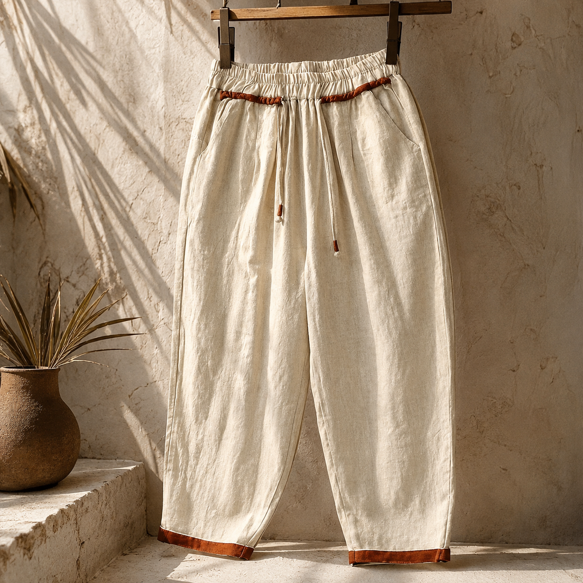 Lindsay Wide-Leg Linen Pants