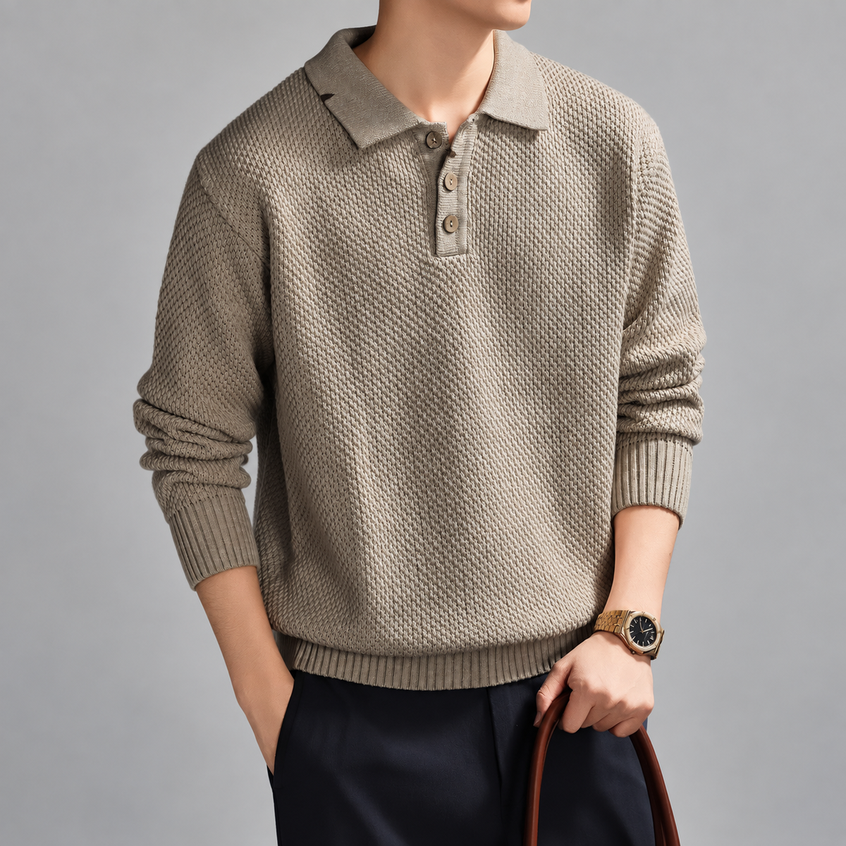 Severin Men's Diamond Pattern Shawl Collar Cardigan