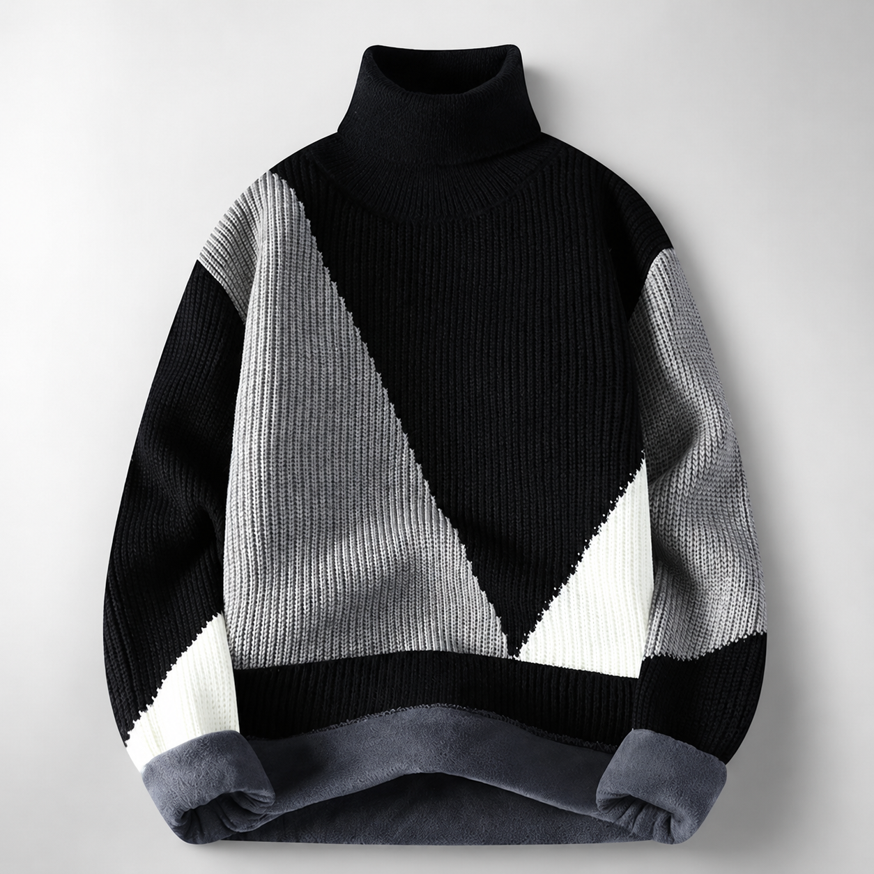 Bellagio Ribbed Block Turtleneck Knit Sweater