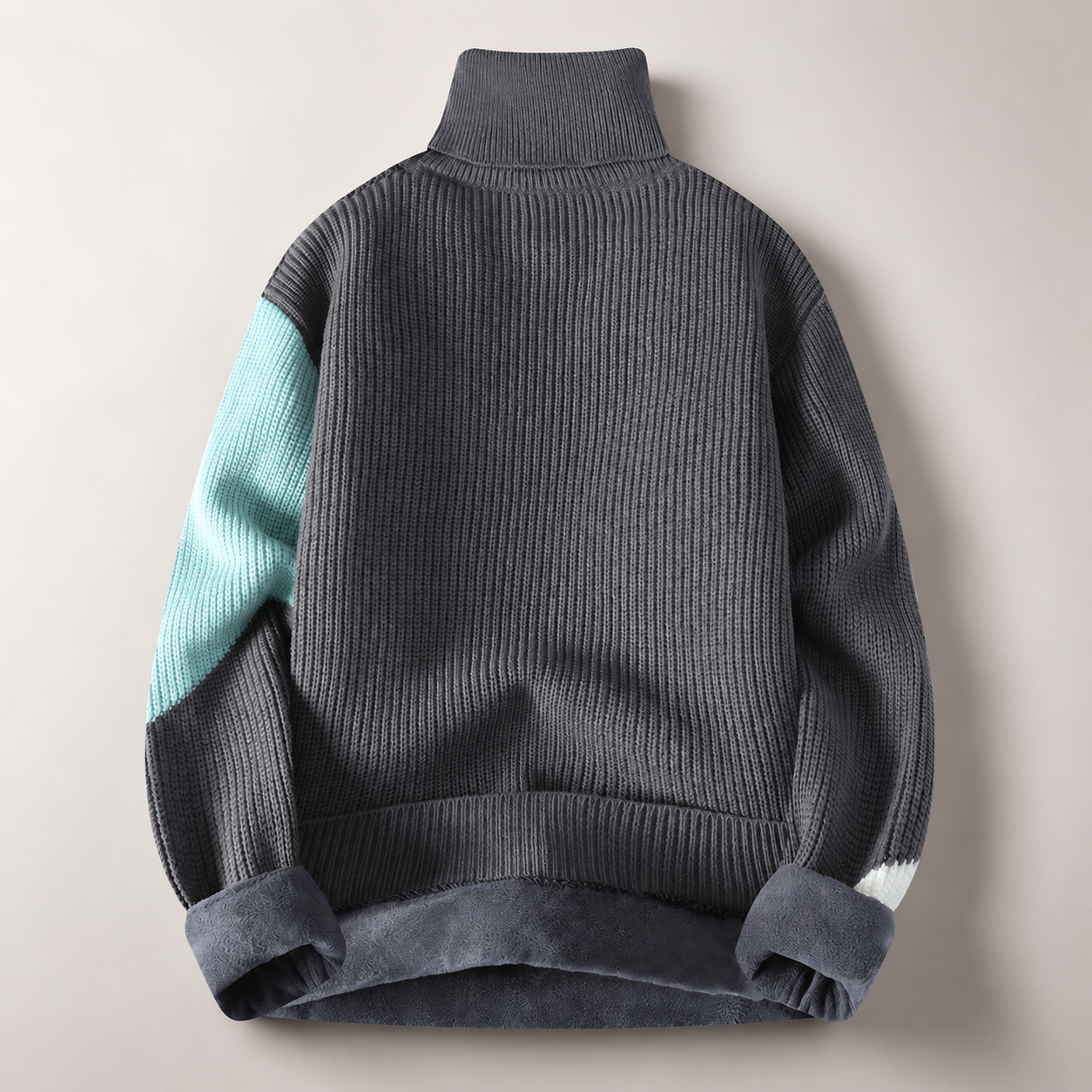 Bellagio Ribbed Block Turtleneck Knit Sweater