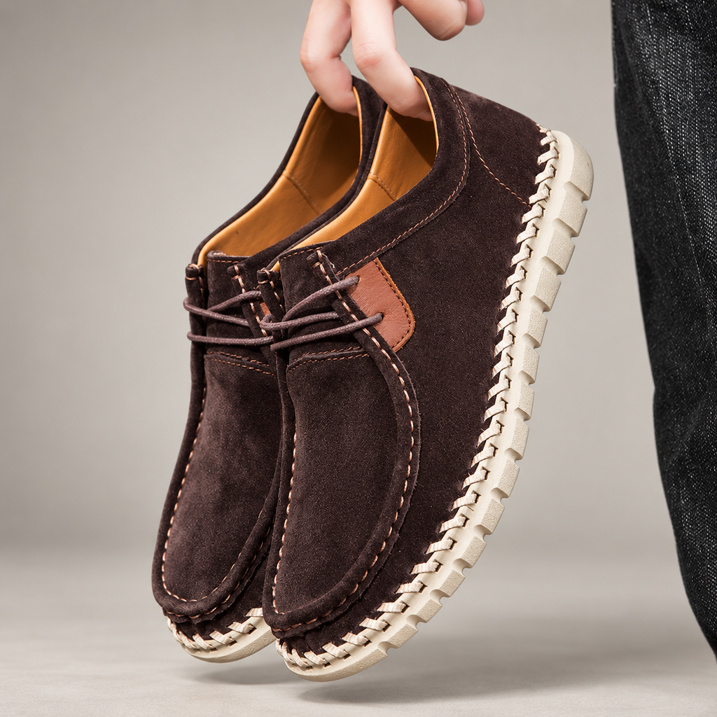 Bellamy Men’s Suede-Look Moc Toe Lace-Up Casual Shoes