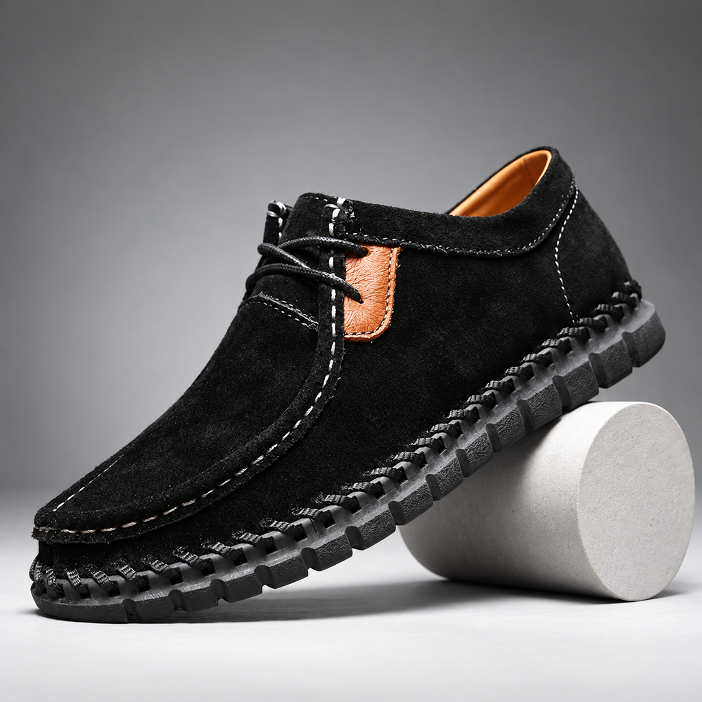 Bellamy Men’s Suede-Look Moc Toe Lace-Up Casual Shoes