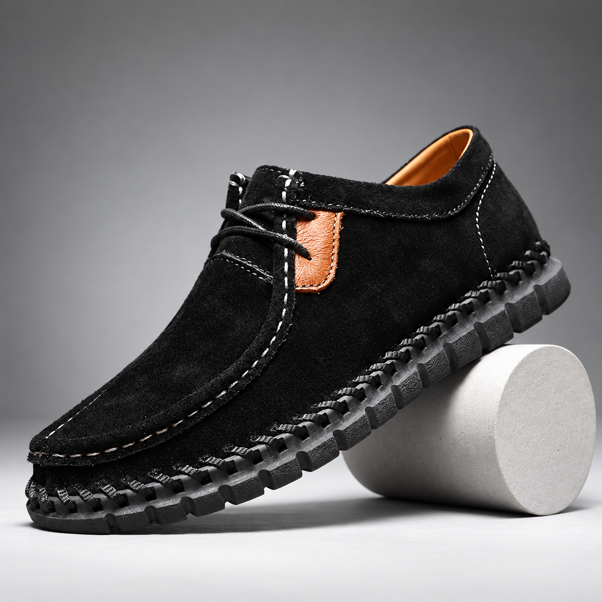 Bellamy Men’s Suede-Look Moc Toe Lace-Up Casual Shoes