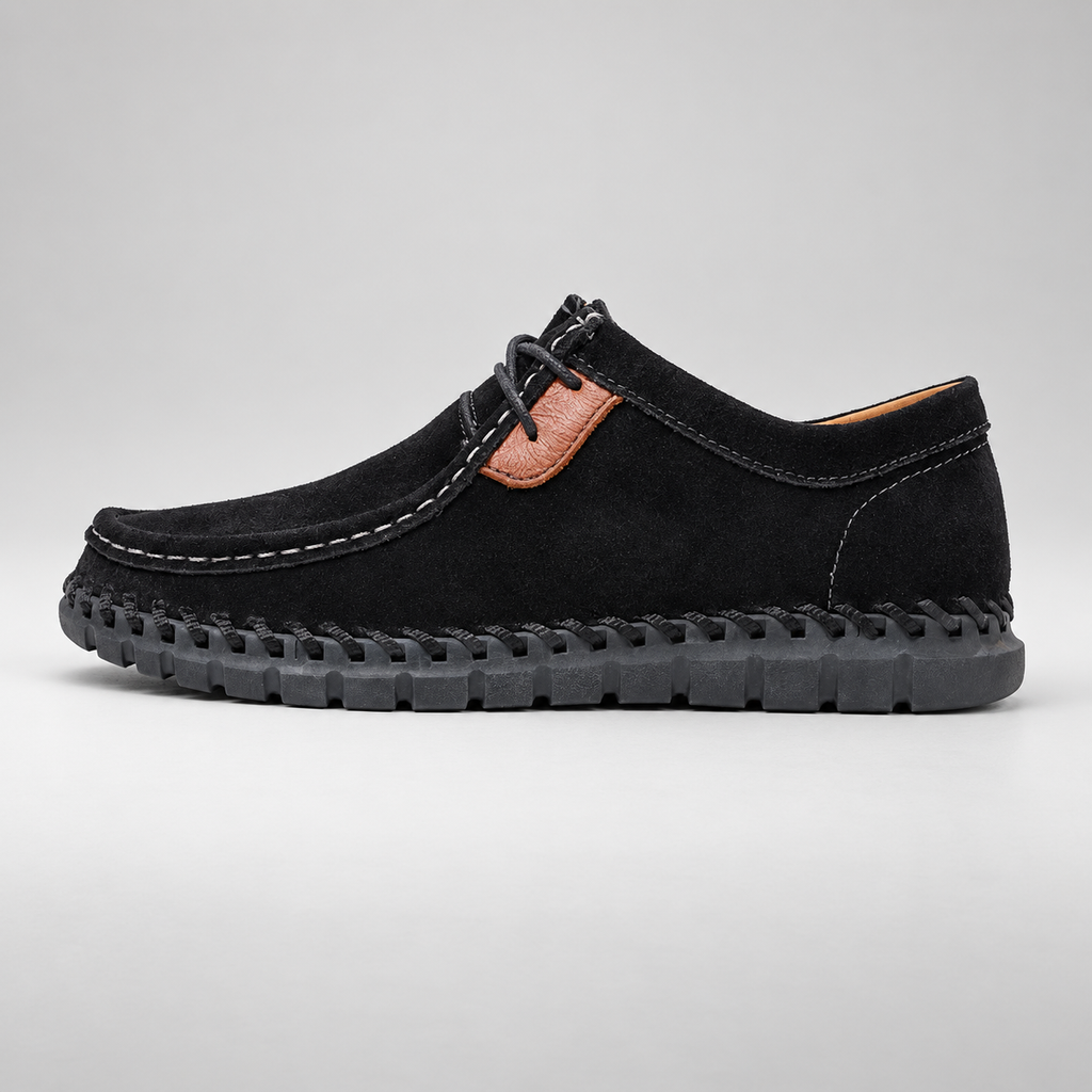 Bellamy Men’s Suede-Look Moc Toe Lace-Up Casual Shoes