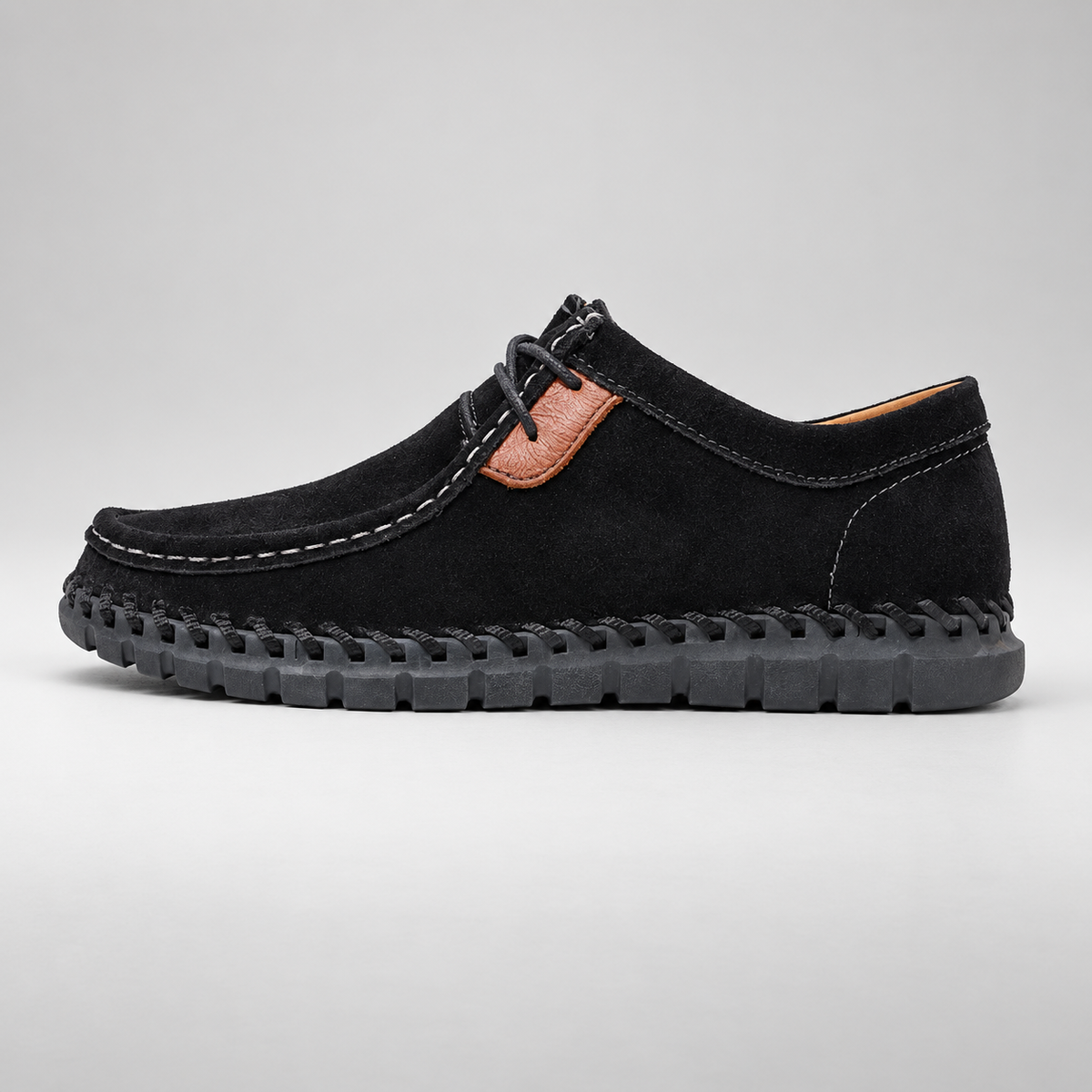 Bellamy Men’s Suede-Look Moc Toe Lace-Up Casual Shoes