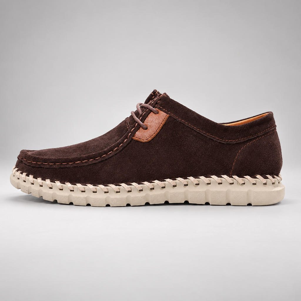 Bellamy Men’s Suede-Look Moc Toe Lace-Up Casual Shoes
