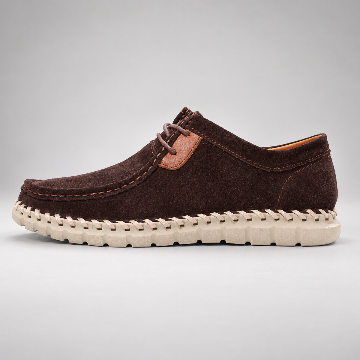 Bellamy Men’s Suede-Look Moc Toe Lace-Up Casual Shoes