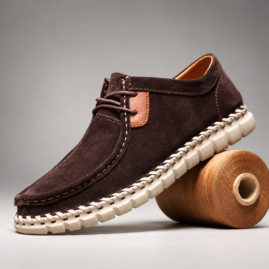 Bellamy Men’s Suede-Look Moc Toe Lace-Up Casual Shoes
