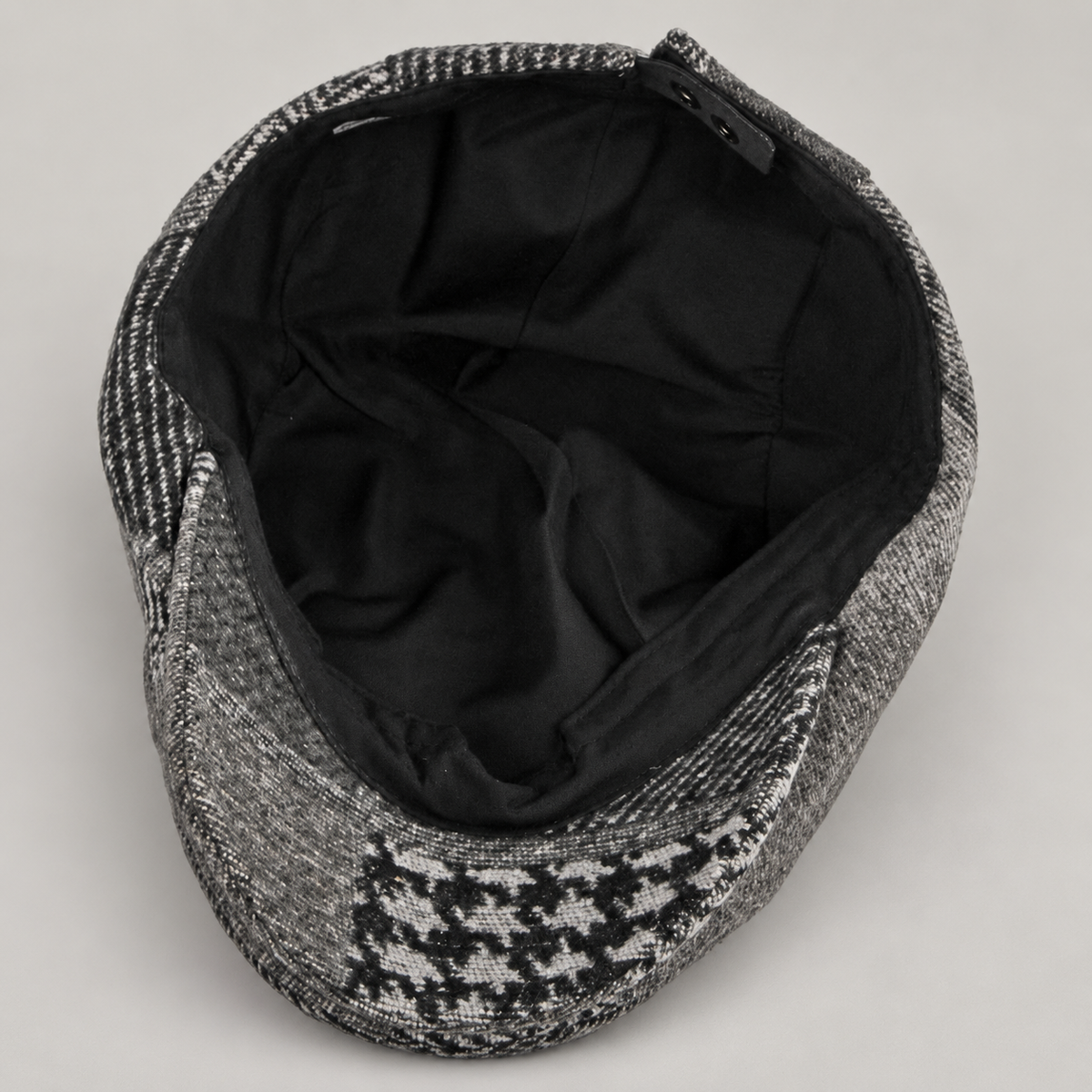 Benedict Herringbone Patchwork Flat Cap with Short Brim
