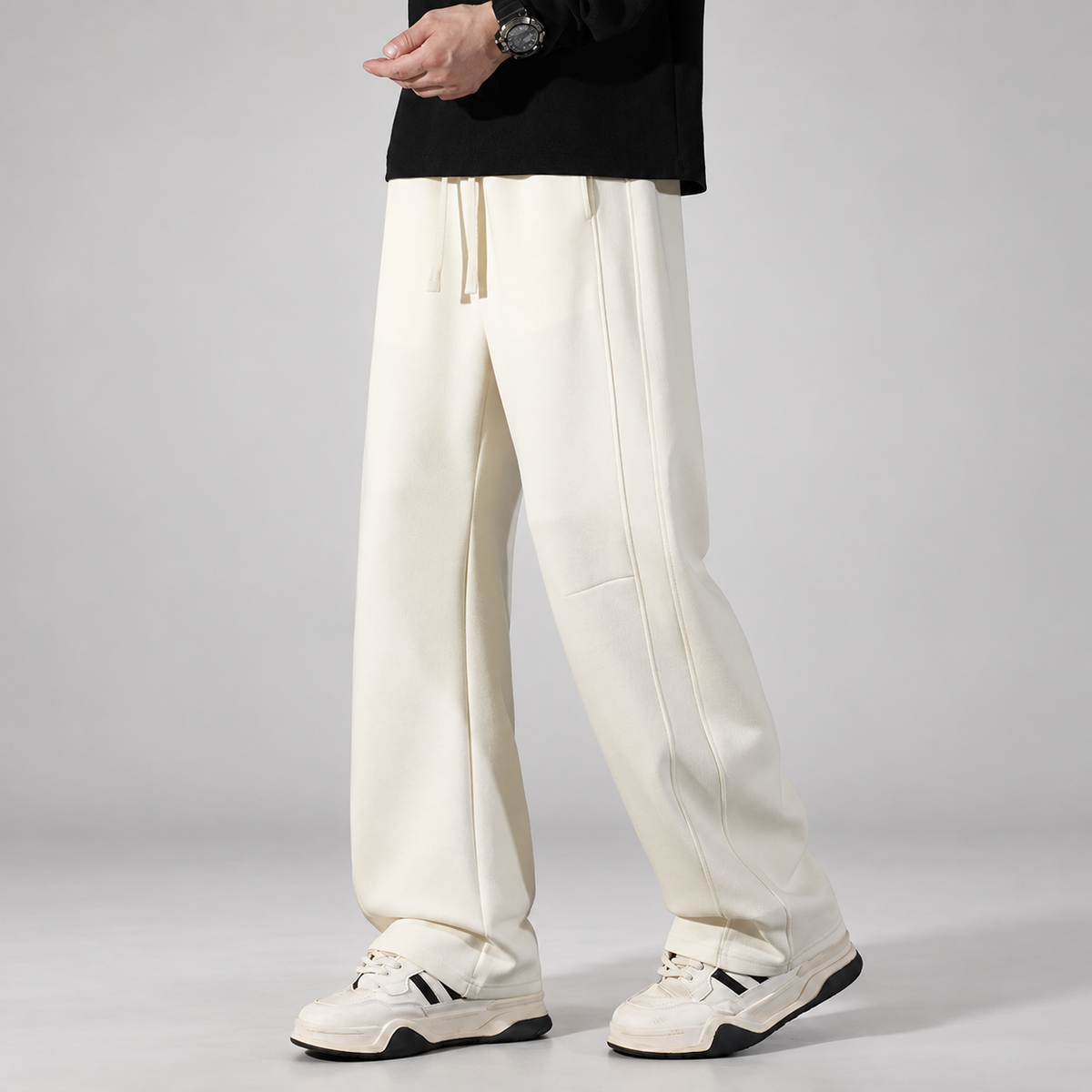 Bennett Men’s Wide-Leg Drawstring Pants with Panel Seams