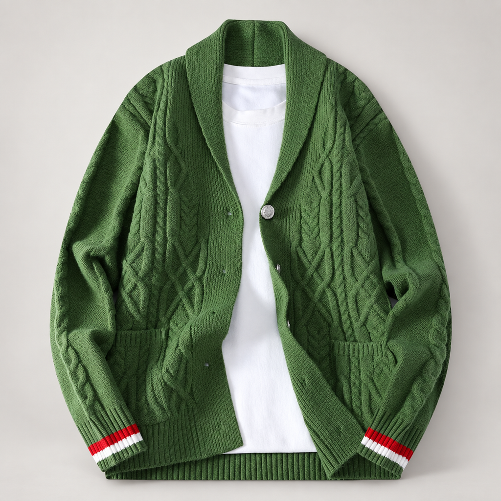 Bennett Men’s Cable-Knit Shawl Collar Cardigan