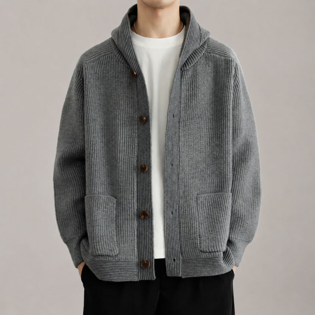 Bennett Button Front Shawl Collar Knit Cardigan