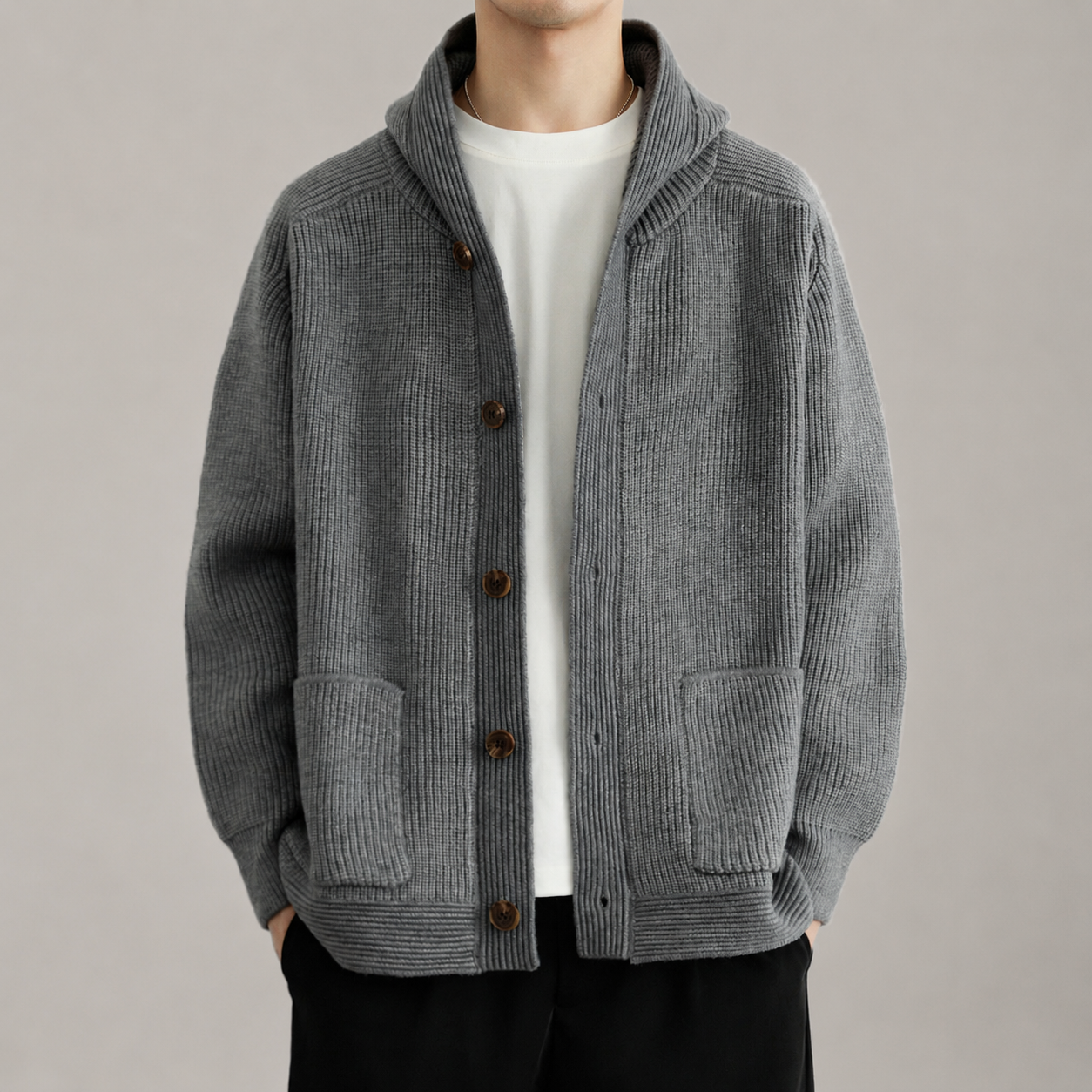 Bennett Button Front Shawl Collar Knit Cardigan