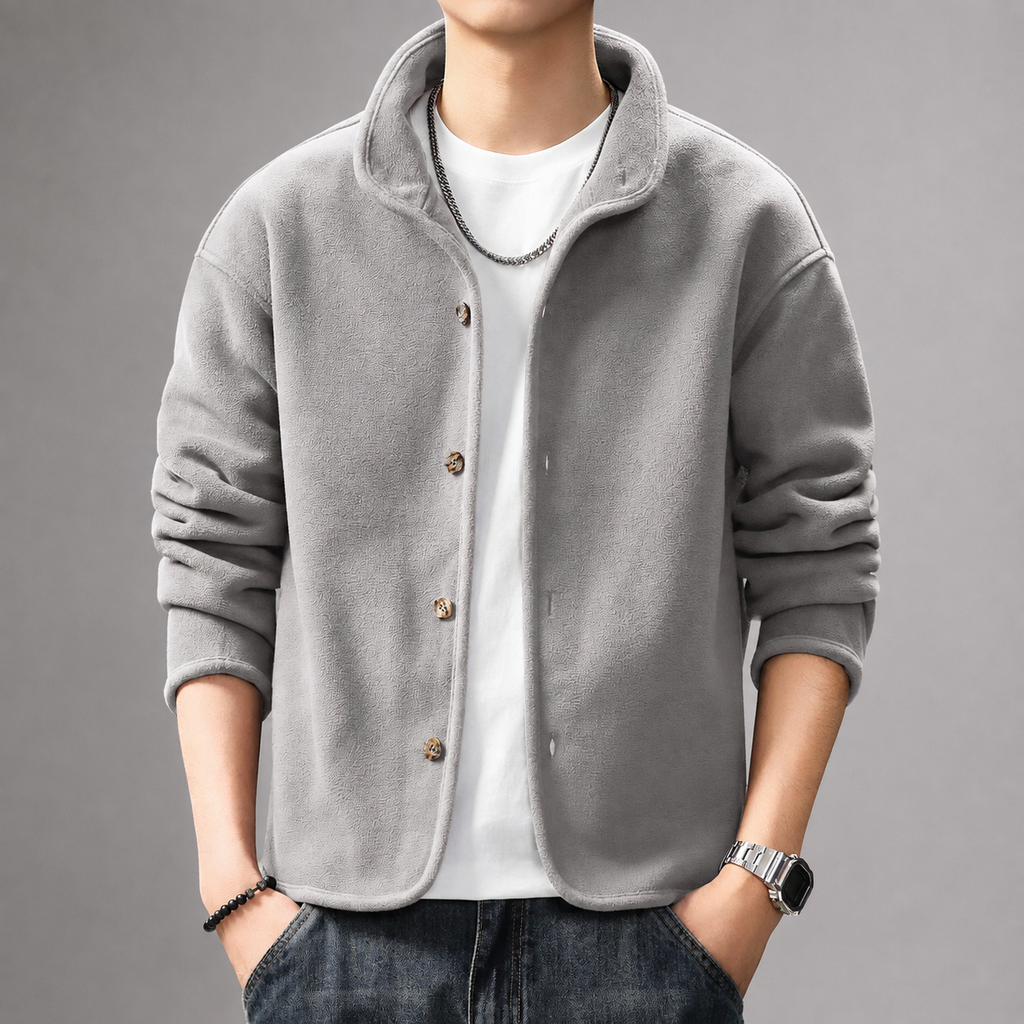 Bennett Men’s Textured Button Fleece Jacket