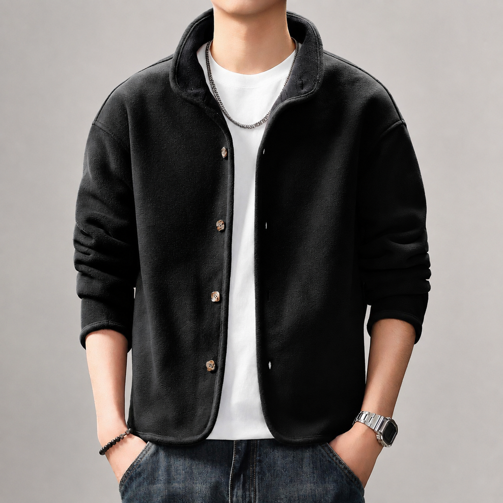Bennett Men’s Textured Button Fleece Jacket