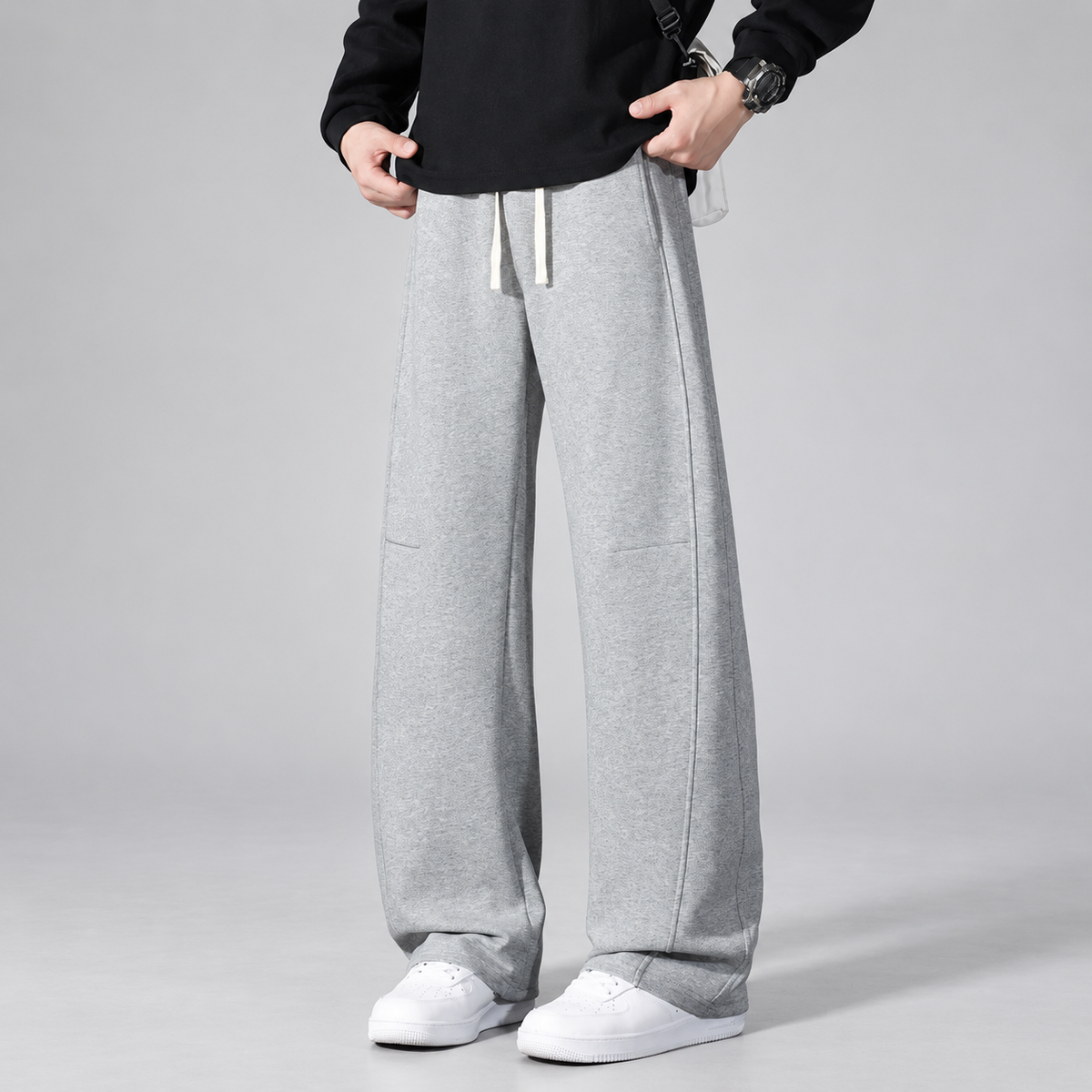 Bennett Men’s Wide-Leg Drawstring Pants with Panel Seams