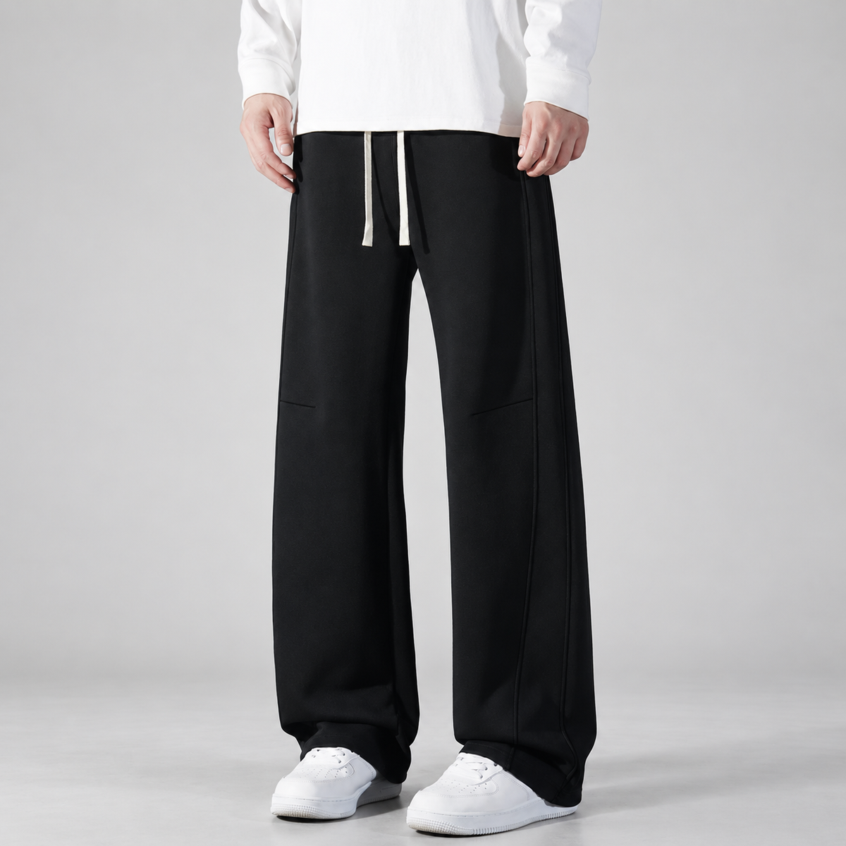 Bennett Men’s Wide-Leg Drawstring Pants with Panel Seams