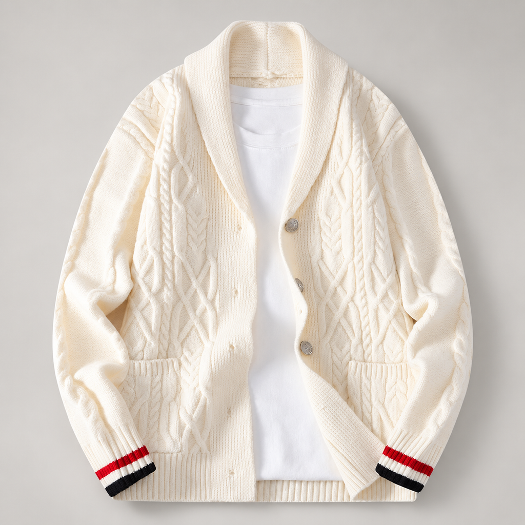 Bennett Men’s Cable-Knit Shawl Collar Cardigan