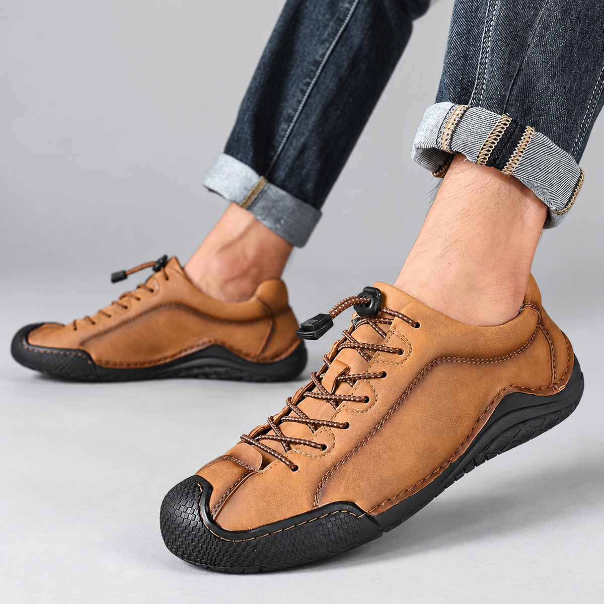 Bennett Men’s Leather-Look Quick-Lace Casual Walking Shoes