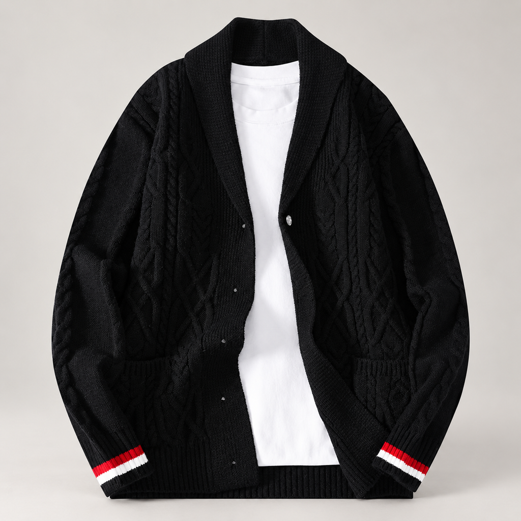 Bennett Men’s Cable-Knit Shawl Collar Cardigan