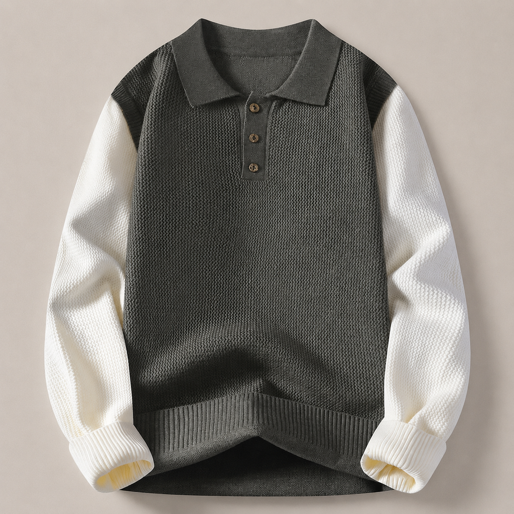 Berkley Long Sleeve Colorblock Knit Polo Sweater
