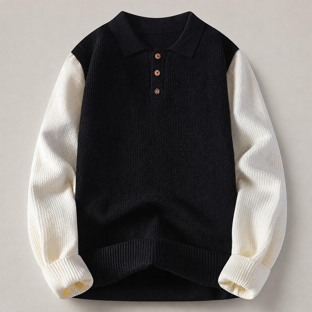 Berkley Long Sleeve Colorblock Knit Polo Sweater