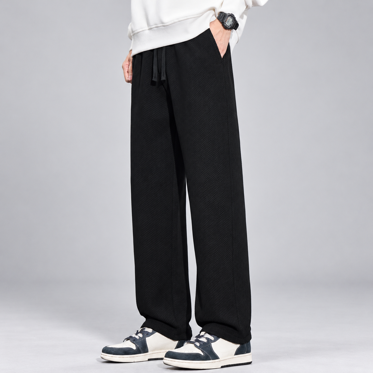 Thierry Men's Textured Wide-Leg Drawstring Pants