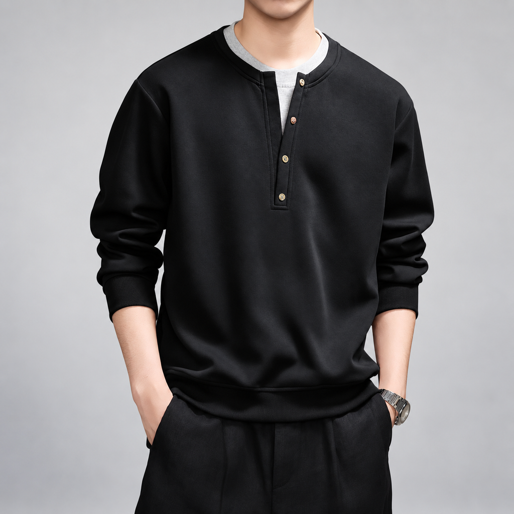 Weston Men's Four-Button Henley Sweatshirt