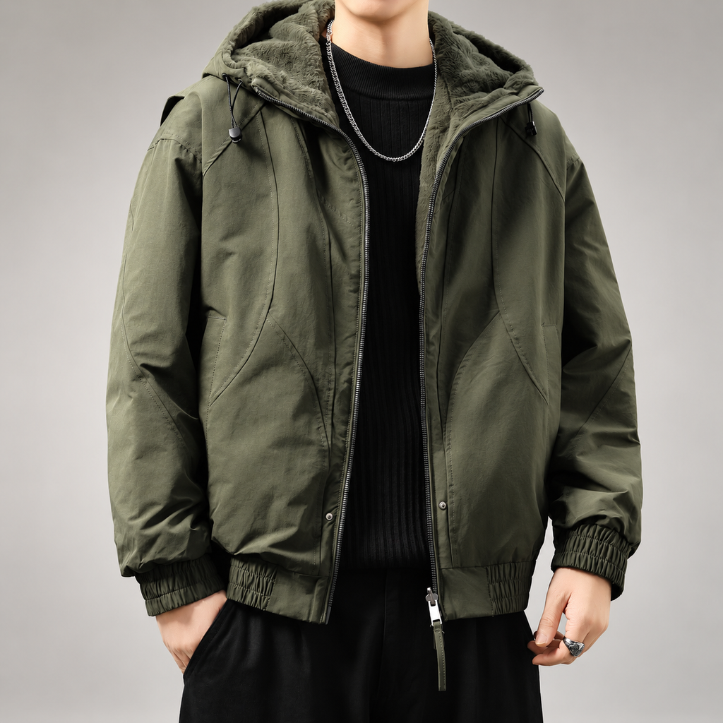Wilfred Men's Zip-Up Hooded Jacket with Elastic Cuffs