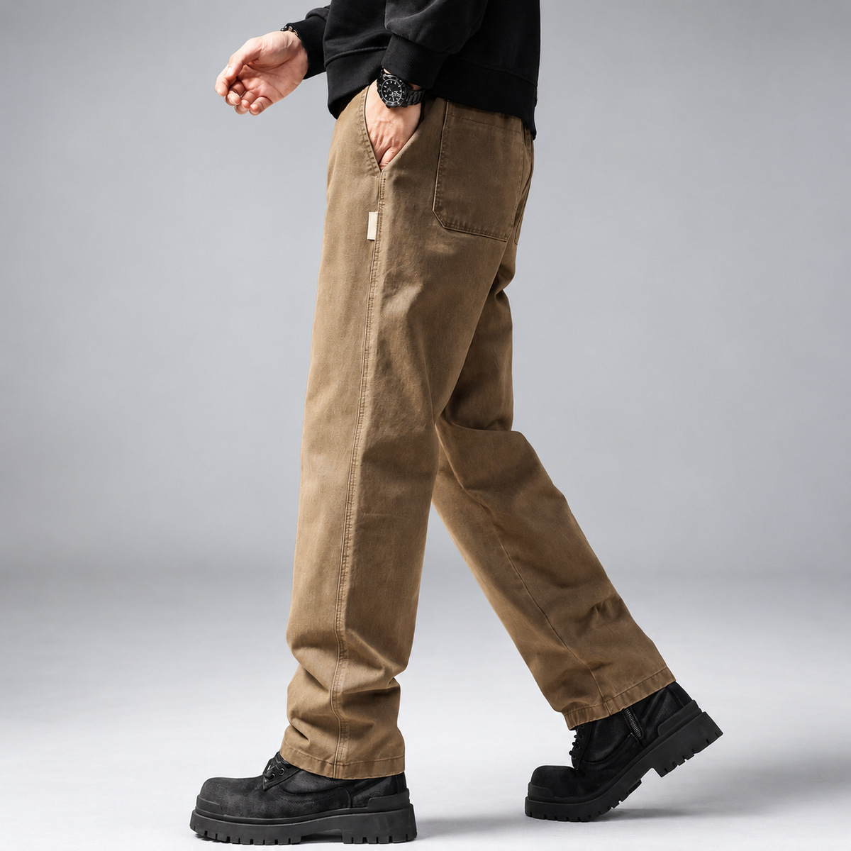 Pascal Men's Casual Straight-Leg Pants with Textured Finish