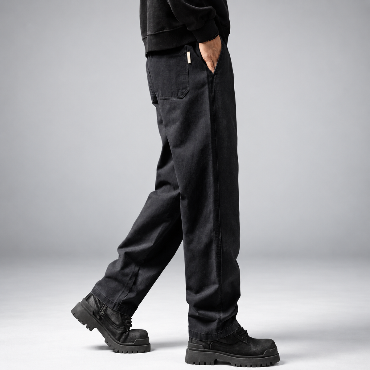 Pascal Men's Casual Straight-Leg Pants with Textured Finish
