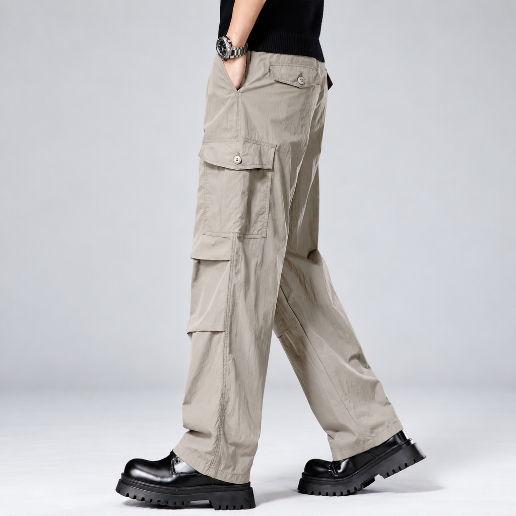 Weston Men's Relaxed Straight-Leg Cargo Pants with Layered Panels