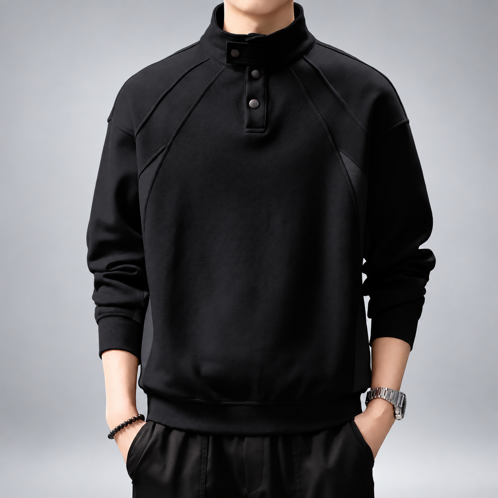Gervais Men's Snap-Neck Sweatshirt with Stand Collar