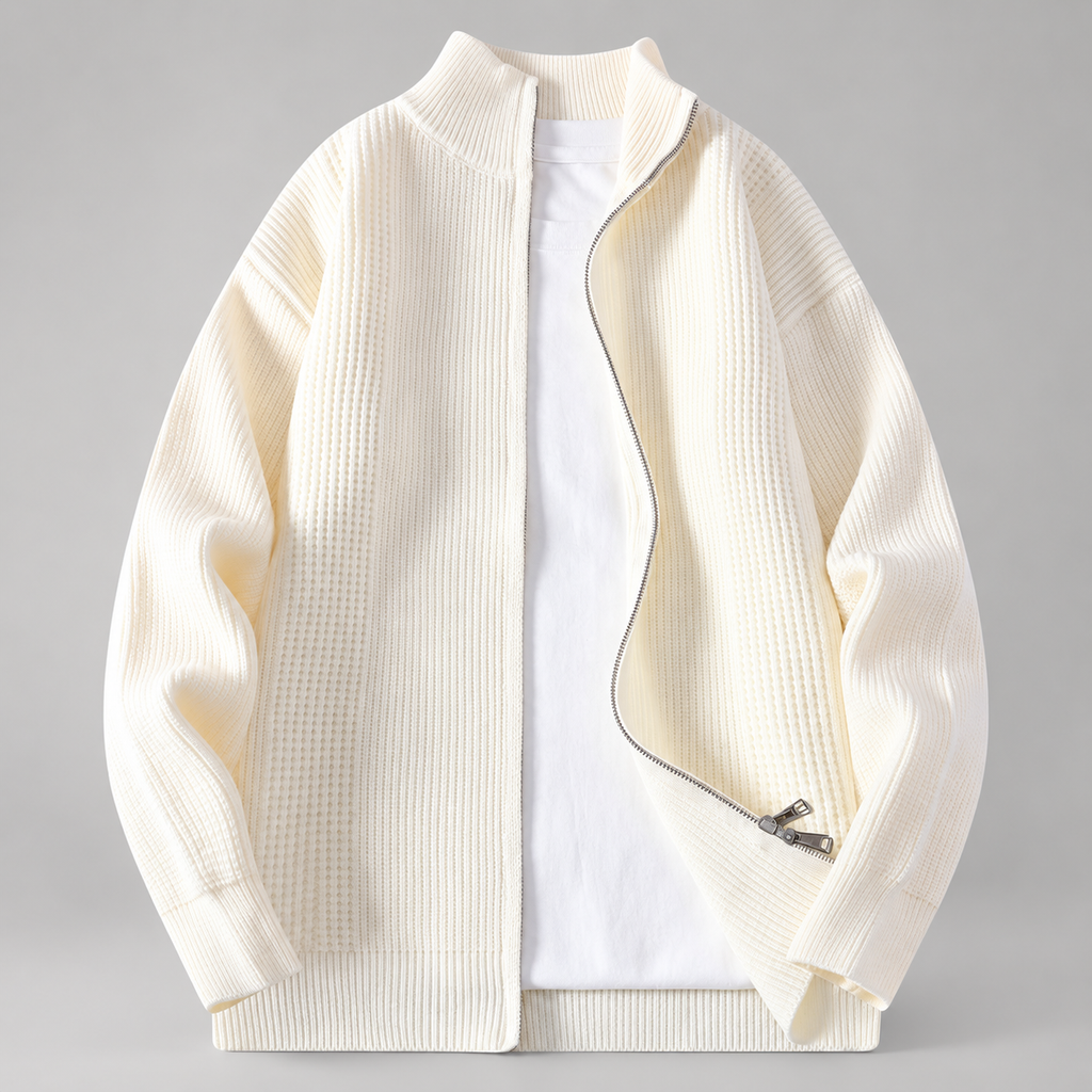 Blaise Men’s Textured Rib-Knit Full-Zip Cardigan