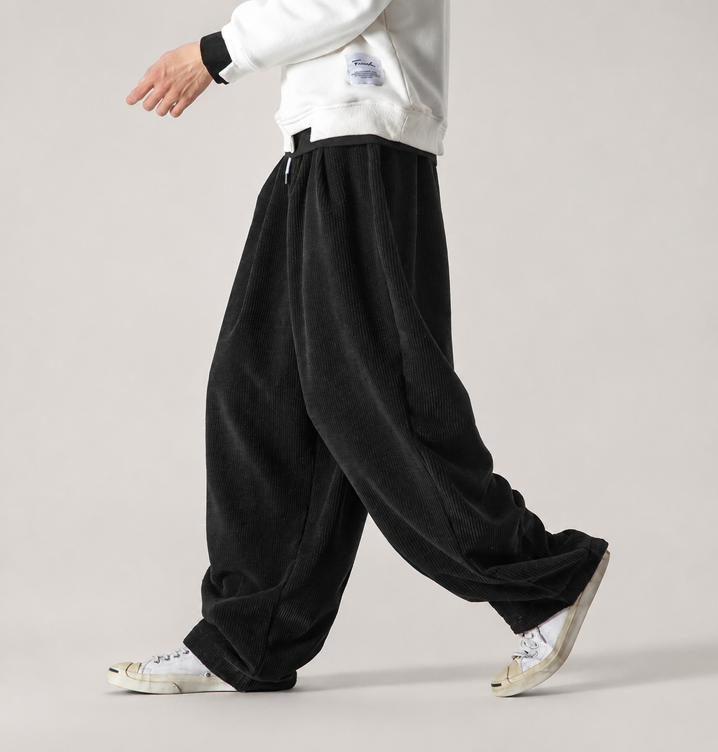 Brenner Drawstring Wide-Leg Corduroy Pants
