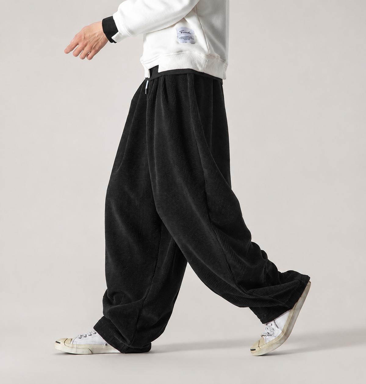 Brenner Drawstring Wide-Leg Corduroy Pants