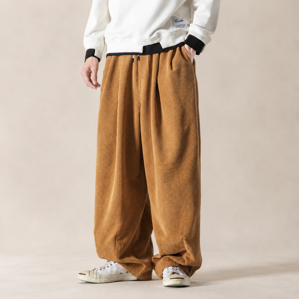Brenner Drawstring Wide-Leg Corduroy Pants