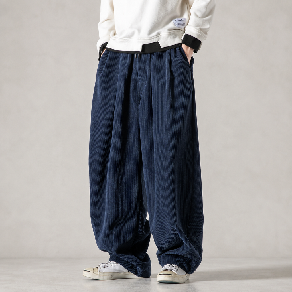 Brenner Drawstring Wide-Leg Corduroy Pants