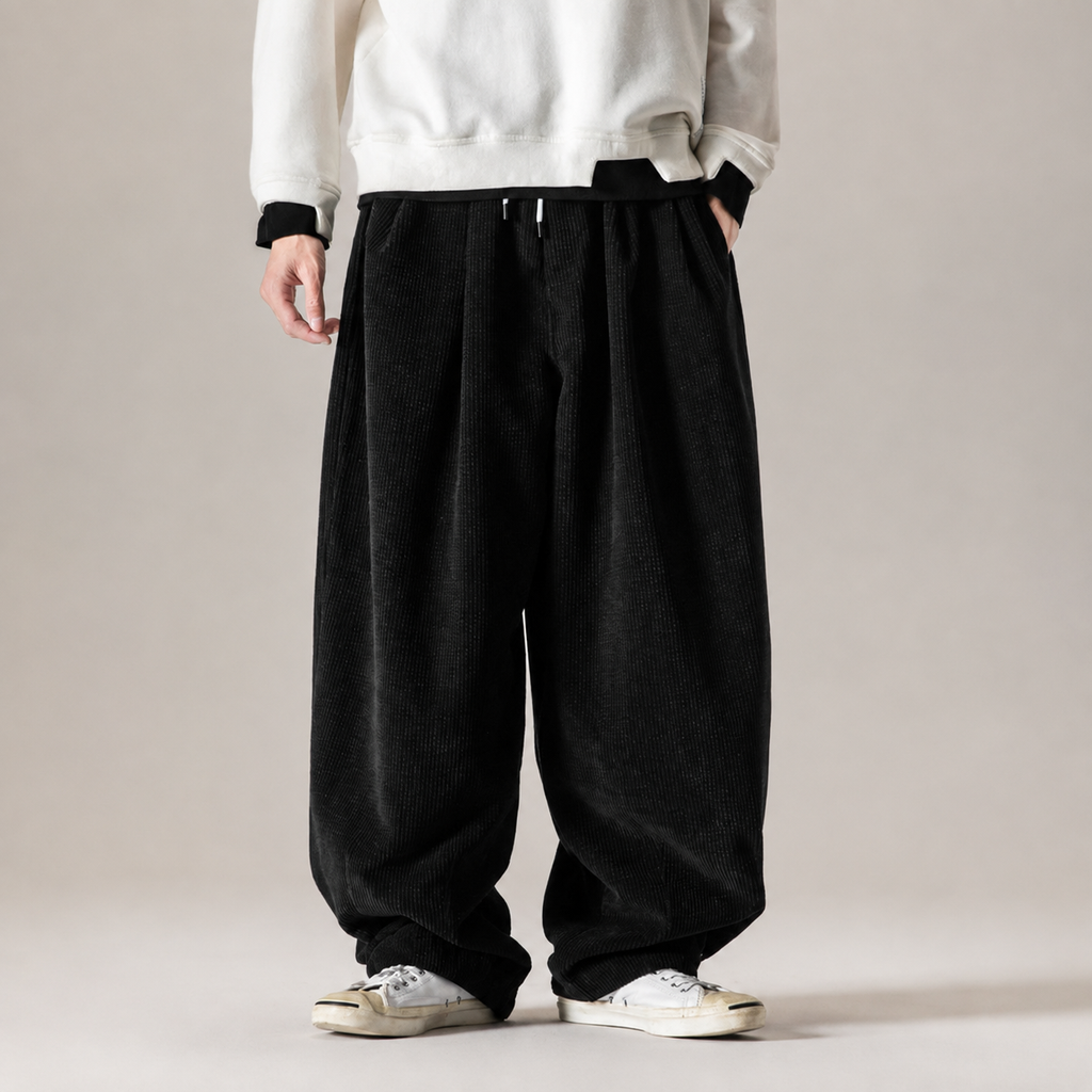 Brenner Drawstring Wide-Leg Corduroy Pants